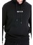 Siyah Regular Fit Düz Kapüşonlu Pamuklu Kanguru Cep Sweatshirt 5