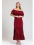 Degaje Yaka Yakası Lastikli Dokuma Viskon Uzun Elbise | ELB34315 1