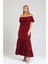 Degaje Yaka Yakası Lastikli Dokuma Viskon Uzun Elbise | ELB34315 3