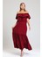 Degaje Yaka Yakası Lastikli Dokuma Viskon Uzun Elbise | ELB34315 4