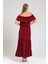 Degaje Yaka Yakası Lastikli Dokuma Viskon Uzun Elbise | ELB34315 5