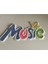 24X13 cm Renkli Music Yıldızlı Yazılı Aplike 1