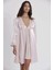 Kadın Kadife Saten Gecelik & Sabahlık Takım - 4040 Pudra 1