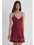 Saten Dantelli Gecelik Sabahlık Takım - 4065 Bordo 4