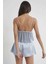 Kadın Saten Dantelli Pijama Şort Takım - 450 Mist 4