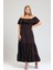 Degaje Yaka Yakası Lastikli Dokuma Viskon Uzun Elbise | ELB34315 1