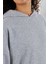 Üç Iplik Gri Kapüşonlu Sweatshirt - Shay | 160596-3 4