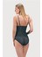 Tenan Yeşili Çıtçıtlı Dantel Detaylı Kaplı Dekolte Kadın Bodysuit 2