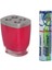 Gri Pembe Poliresin Diş Fırçalık ve 1 Adet Diş Fırçası 8X4X11 Cm 2