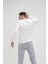 Crewneck Erkek Beyaz Baskılı Sweatshirt 2
