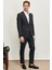 ALTINYILDIZ CLASSICS Erkek Antrasit Slim Fit Dar Kesim Mono Yaka Kareli Yünlü Takım Elbise 3