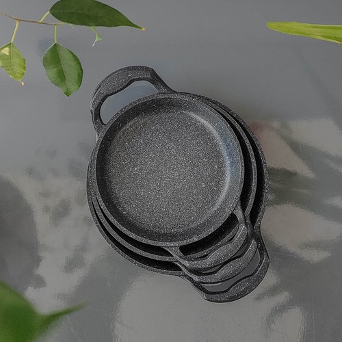 Mutfakça Granit Döküm Yumurta Sahan Seti 3 Lü Yapışmaz Tabanlı 22 cm Tava