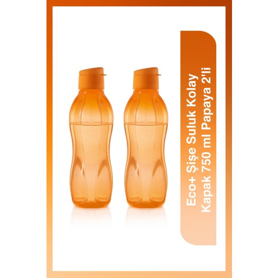 Tupperware Eco+ İçecek Termosu 750 ml Plastik Kolay Kapaklı 2'li Set Papaya Renk