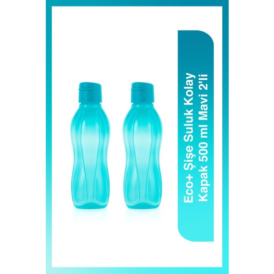 Tupperware Eco+ İçecek Termosu 500 ml Mavi Plastik Kolay Kapaklı 2'li Set