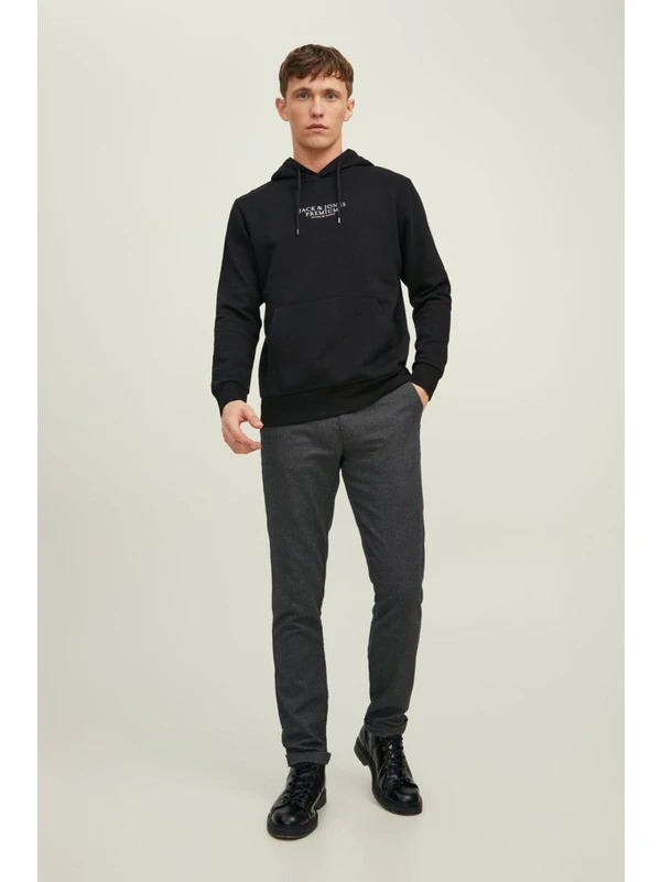 Jack & Jones Jprbluarchıe Sweat Hood Noos Siyah Erkek Sweatshirt 12216335-Black