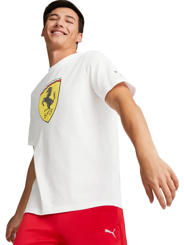 Puma Ferrari Race Big Shield Erkek Beyaz Günlük Stil Tişört 53817504