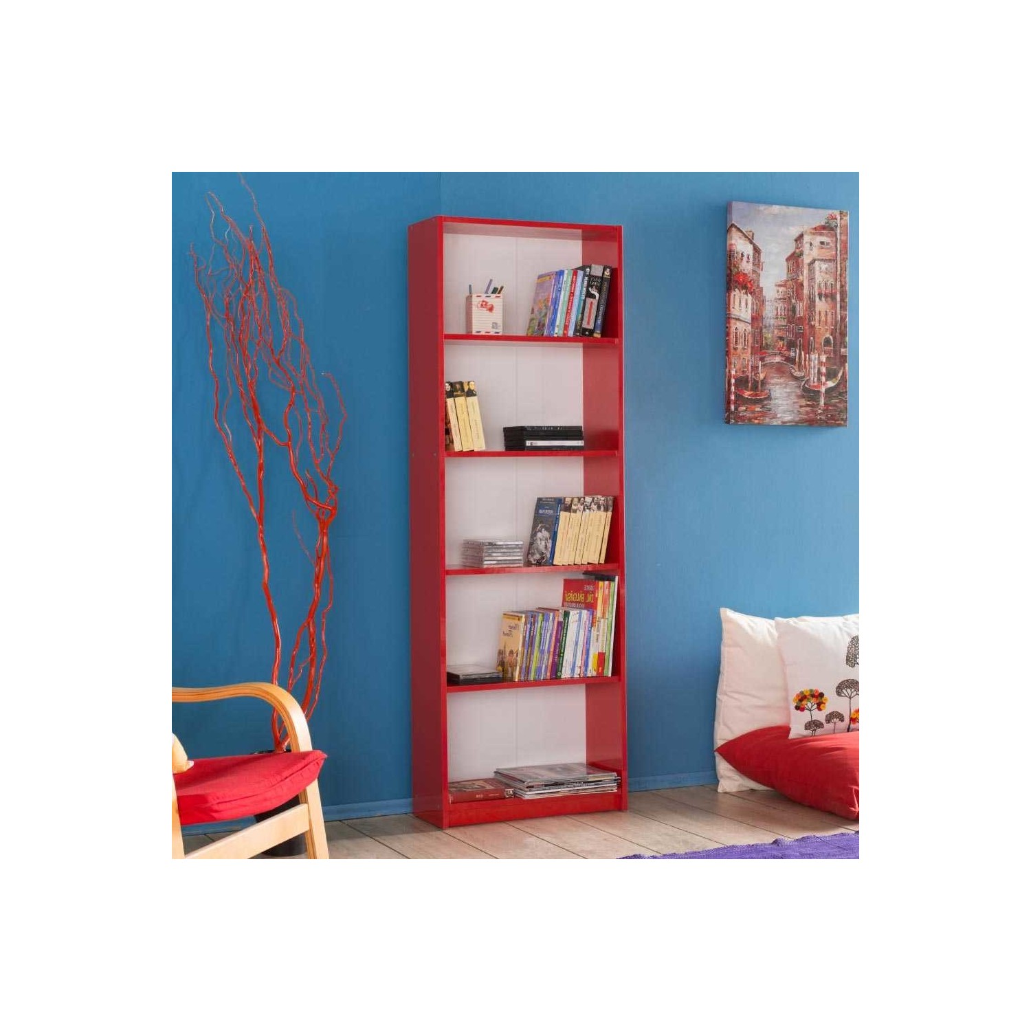 Adore Max 5 Raflı Kitaplık Kırmızı Renk Fiyatı