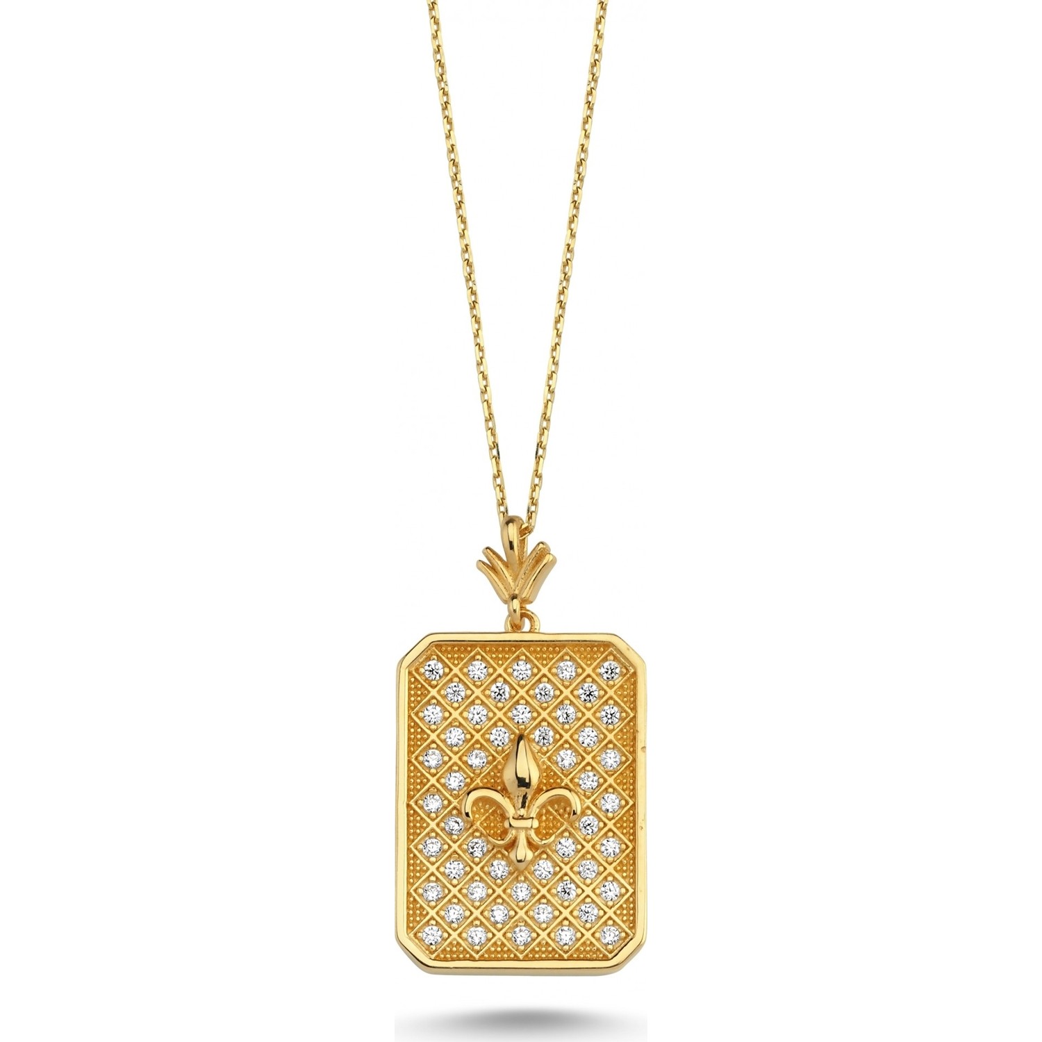 Koçak Gold 14 Ayar Fransız Zambak Model Taşlı Altın Kolye