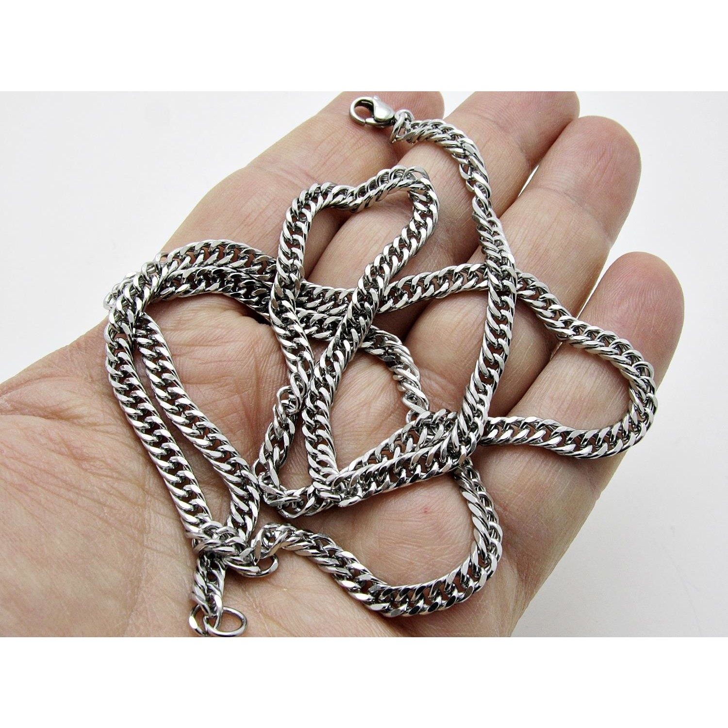 Takı Dükkanı Yassı Sık Aralıklı Gurmet Erkek Çelik Kolye