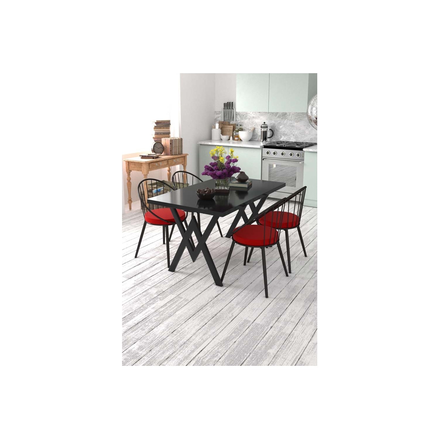 Evdemo Eylül Mutfak Masa Sandalye Takımı Siyah Kırmızı Fiyatı Evdemo Eylül Mutfak Masa Sandalye Takımı Siyah Kırmızı Fiyatı