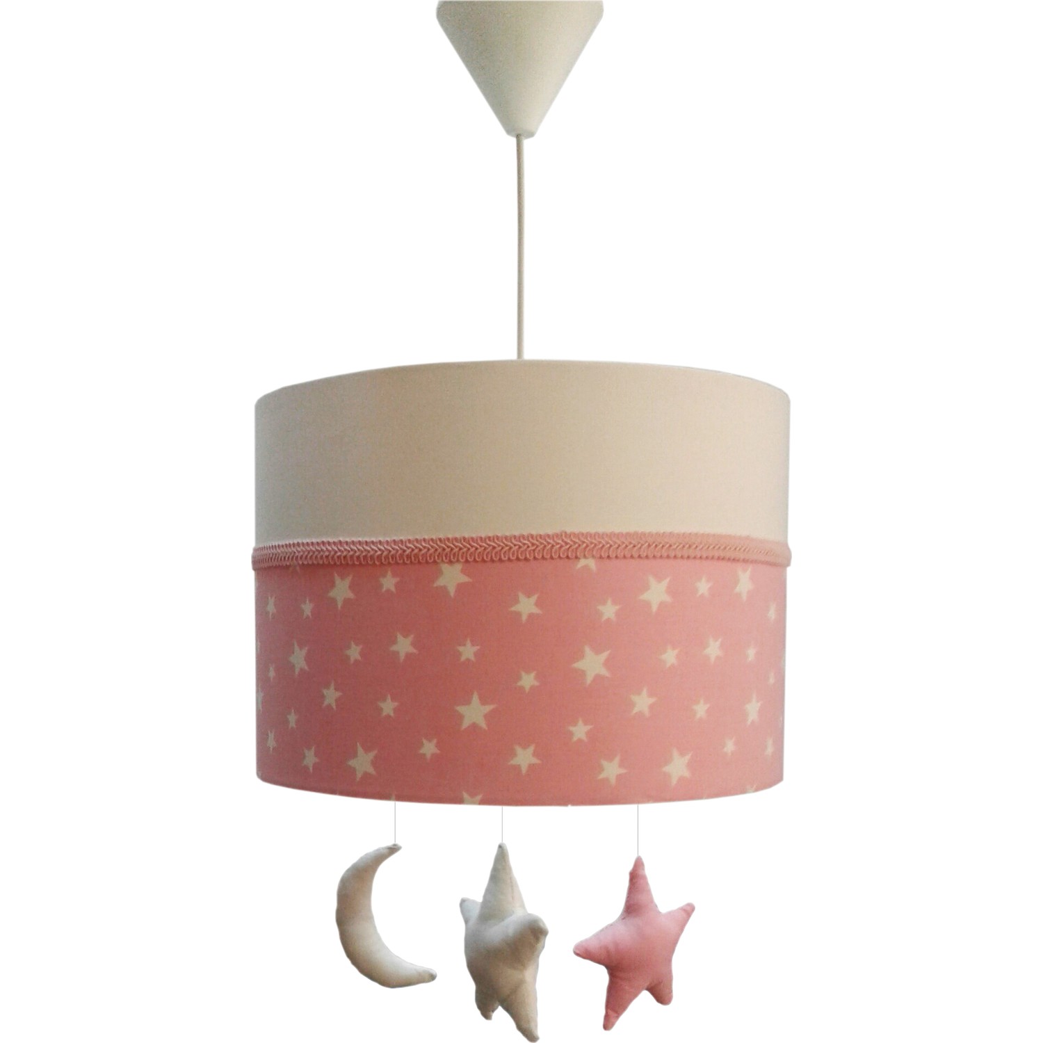 Ege Light Pembe Beyaz Yıldız Süslü Çocuk Bebek Odası Avize