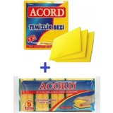 Acord 2'li Temizlik Seti - Acord 3 'lü Sarı Temizlik Bezi - Acord 5 'li Bulaşık Süngeri