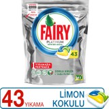 Fairy Platinum Bulaşık Makinesi Deterjanı Tableti / Kapsülü Limon Kokulu 43 Yıkama