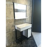 Bagnotti Vela 80 cm Metal Gövdeli Beyaz Siyah Banyo Dolabı