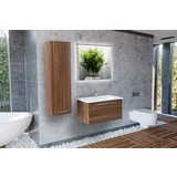 Bagnotti Vega 60 cm Yerli Ceviz LED Aynalı Banyo Dolabı