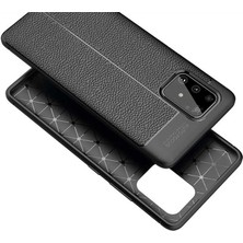 Case 4U Samsung Galaxy S10 Lite Kılıf Rugan Armor Deri Görünümlü Yüksek Kalite Silikon Niss + Nano Cam Ekran Koruyucu Kırmızı