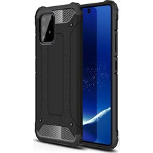 Case 4U Samsung Galaxy S10 Lite Uyumlu Kılıf Military Armor Çift Katmanlı Crash Silikon Kılıf + Nano Cam Ekran Koruyucu Siyah