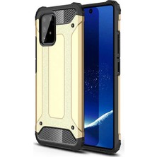 Case 4U Samsung Galaxy S10 Lite Kılıf Military Armor Çift Katmanlı Crash Silikon Kılıf + Nano Cam Ekran Koruyucu Altın