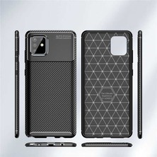 Case 4U Samsung Galaxy Note 10 Lite Kılıf Rugged Armor Karbon Desenli Lüx Negro Silikon Arka Kapak + Cam Ekran Koruyucu Lacivert