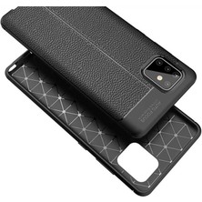 Case 4U Samsung Galaxy Note 10 Lite Darbe Dayanıklı Kılıf Rugan Armor Deri Görünümlü Yüksek Kalite Silikon Niss + Nano Cam Ekran Koruyucu Lacivert