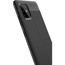 Case 4U Samsung Galaxy Note 10 Lite Darbe Dayanıklı Kılıf Rugan Armor Deri Görünümlü Yüksek Kalite Silikon Niss + Nano Cam Ekran Koruyucu Lacivert