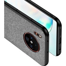 Microcase Huawei Mate 30 Fabrik Serisi Kumaş/Deri Desen Kılıf Gri