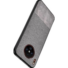 Microcase Huawei Mate 30 Fabrik Serisi Kumaş/Deri Desen Kılıf Gri