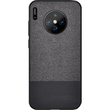 Microcase Huawei Mate 30 Fabrik Serisi Kumaş/Deri Desen Kılıf Siyah