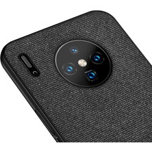 Microcase Huawei Mate 30 Fabrik Serisi Kumaş/Deri Desen Kılıf Siyah