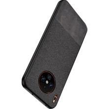 Microcase Huawei Mate 30 Fabrik Serisi Kumaş/Deri Desen Kılıf Siyah