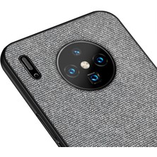 Microcase Huawei Mate 30 Pro Fabrik Serisi Kumaş/Deri Desen Kılıf Gri