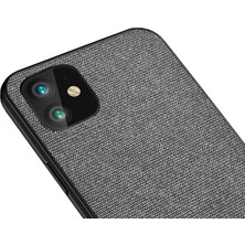 Microcase iPhone 11 Fabrik Serisi Kumaş/Deri Desen Kılıf Gri