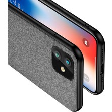 Microcase iPhone 11 Fabrik Serisi Kumaş/Deri Desen Kılıf Gri