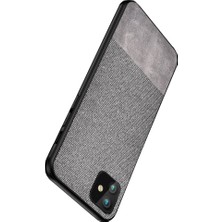 Microcase iPhone 11 Fabrik Serisi Kumaş/Deri Desen Kılıf Gri