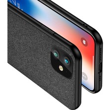 Microcase iPhone 11 Fabrik Serisi Kumaş/Deri Desen Kılıf Siyah