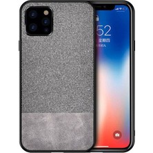 Microcase iPhone 11 Pro Max Fabrik Serisi Kumaş/Deri Desen Kılıf Gri