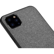 Microcase iPhone 11 Pro Max Fabrik Serisi Kumaş/Deri Desen Kılıf Gri