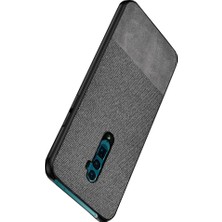 Microcase Oppo Reno 2 Fabrik Serisi Kumaş/Deri Desen Kılıf Gri