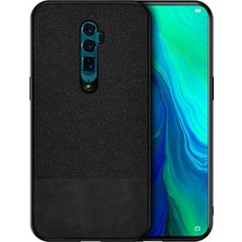 Microcase Oppo Reno 2 Fabrik Serisi Kumaş/Deri Desen Kılıf Siyah