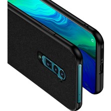 Microcase Oppo Reno 2 Fabrik Serisi Kumaş/Deri Desen Kılıf Siyah